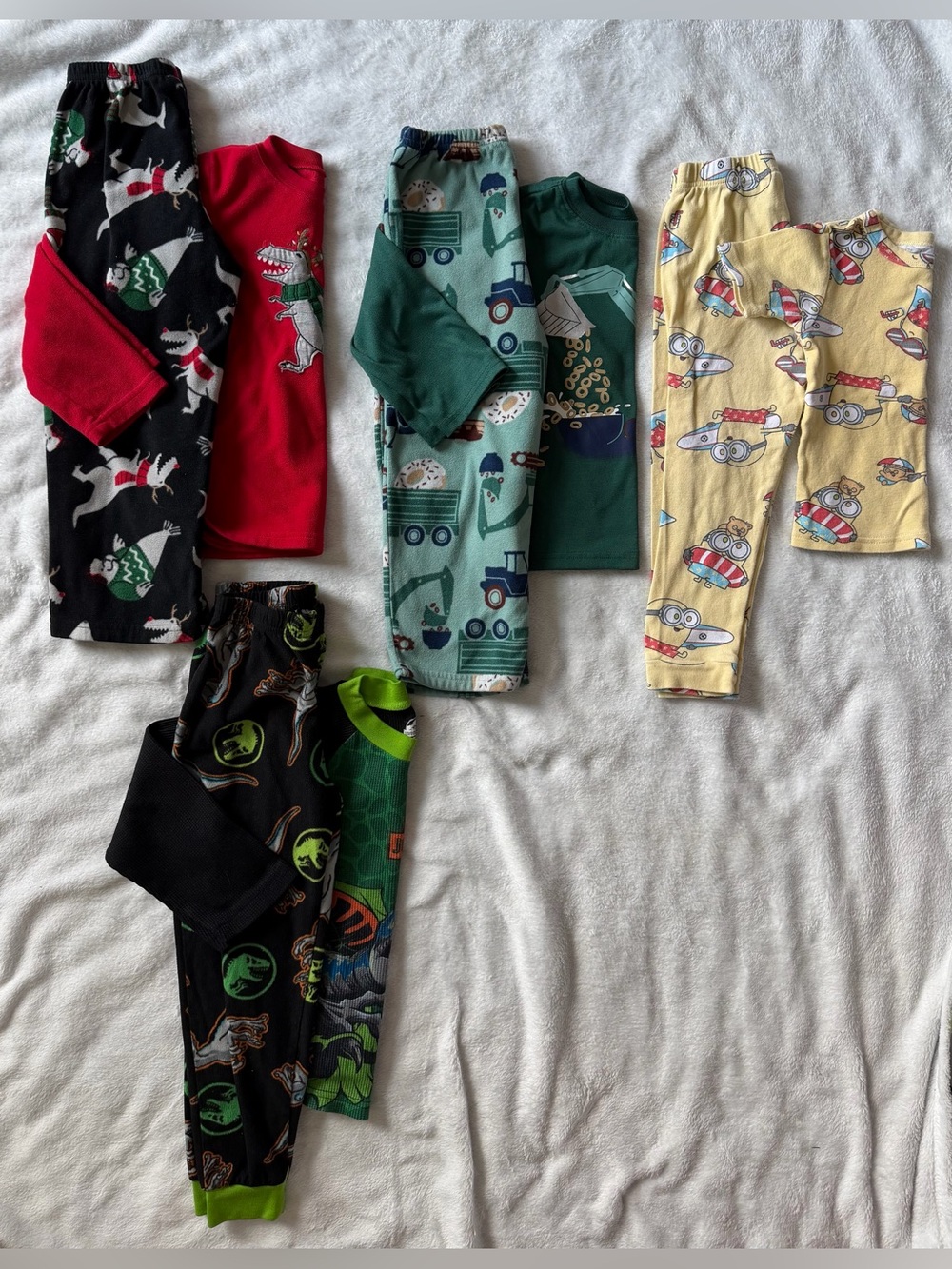 Boys Pajama Bundle Size 5T/XS | Jurassic World | Minions | Christmas | 4 Sets